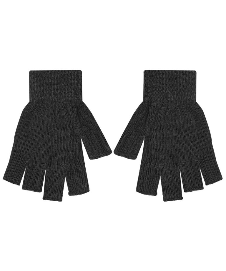 γυναικεία γάντια με κομμένα δάχτυλα σε χρώμα σκούρο γκρι