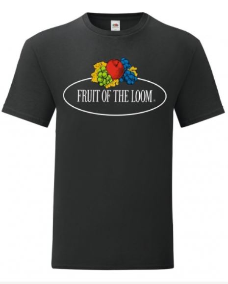 ανδρικό κοντομάνικο μλπουζάκι με το Logo της fruit of the loom τυπωμένο σε χρώμα μαύρο
