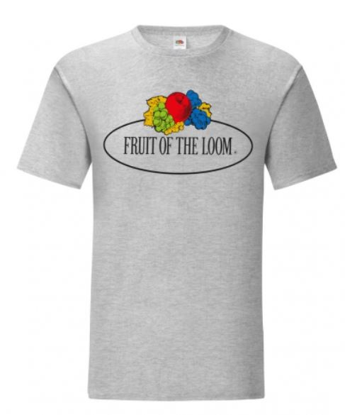 ανδρικό κοντομάνικο μλπουζάκι με το Logo της fruit of the loom τυπωμένο σε χρώμα ανοιχτό γκρι