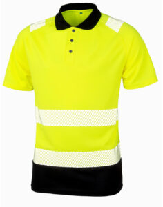 ανακλαστικό πόλο μπλουζάκι κοντομάνικο σε χρώμα κίτρινο με μαύρο