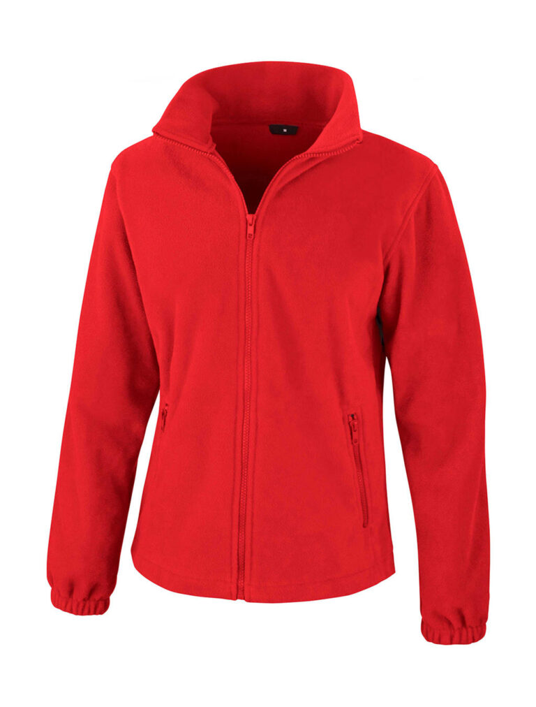 γυναικείο fleece μακρυμάνικο με τσέπες και φερμουάρ σε χρώμα κόκκινο