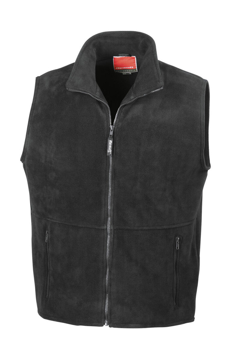 ανδρικό αμάνικο fleece με τσέπες και φερμουάρ σε χρώμα μαύρο