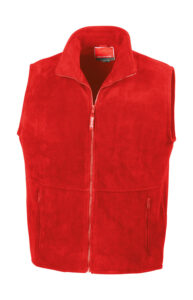 ανδρικό αμάνικο fleece με τσέπες και φερμουάρ σε χρώμα κόκκινο