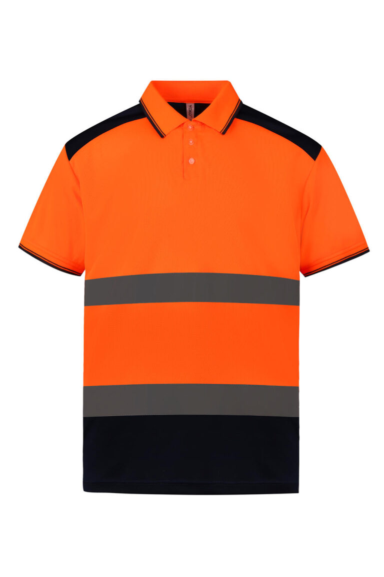 ανακλαστικό πόλο κοντομάνικο μπλουζάκι σε χρώμα πορτοκαλί και μαύρο