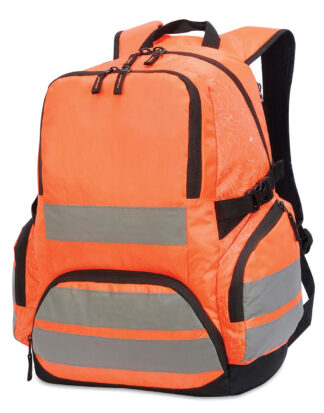 τσάντα πλάτης ανακλαστική με πολλές θήκες σε χρώμα πορτοκαλί