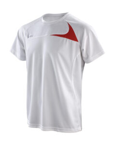 αθλητική κοντομάνικη μπλούζα σε χρώμα λευκό με κόκκινη λεπτομέρεια στο στήθος