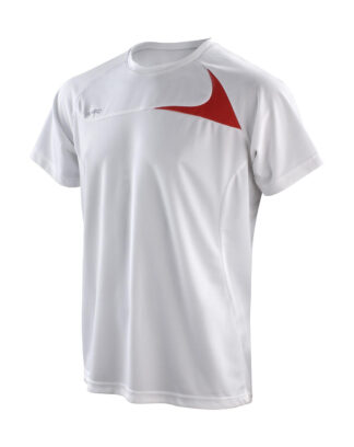 αθλητική κοντομάνικη μπλούζα σε χρώμα λευκό με κόκκινη λεπτομέρεια στο στήθος
