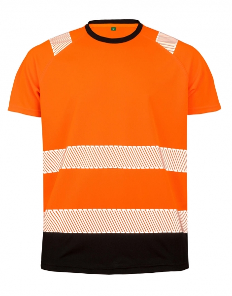 ανακλαστικό κοντομάνικο μπλουζάκι δίχρωμο πορτοκαλί με μαύρο από ανακυκλωμένα υλικά