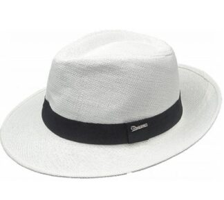 καπέλο σε στυλ παναμά λευκό με μαύρη κορδέλα