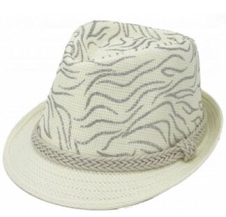 ψάθινο καπέλο καβουράκι μπεζ με σχέδιο γκρι στο πάνω μέρος