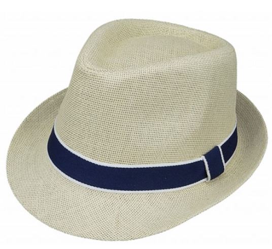 ψάθινο καπέλο καβουράκι μπεζ με κορδέλα μπλε