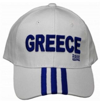 καπέλο τζόκει λευκό με κέντημα greece σκούρο μπλε