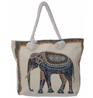 κεντητή τσάντα παραλίας με σχέδιο ελέφαντα