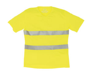 ανακλαστικό κοντομάνικο μπλουζάκι με λαιμόκοψη V σε χρώμα κίτρινο