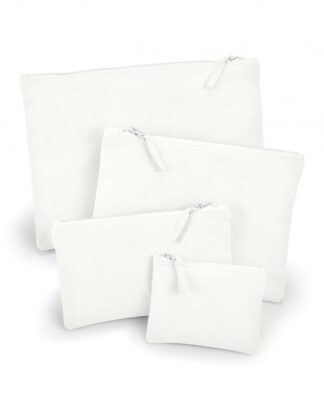 βαμβακερά τσαντάκια με φερμουάρ σε τέσσερα διαφορετικά μεγέθη σε χρώμα λευκό
