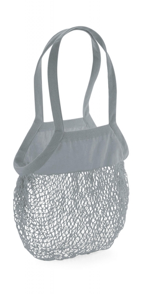 τσάντα ώμου για ψώνια με δίχτυ από βιολογικό βαμβάκι σε χρώμα γκρι