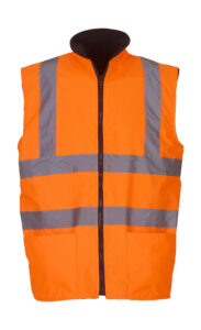 ανακλαστικό αμάνικο fleece εσωθερμικό με τσέπες και φερμουάρ σε χρώμα πορτοκαλί