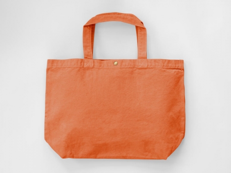 μεγάλη βαμβακερή τσάντα ώμου για ψώνια που κλεινει με κουμπί σε χρώμα πορτοκαλί