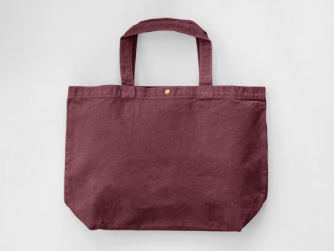 μεγάλη βαμβακερή τσάντα ώμου για ψώνια που κλεινει με κουμπί σε χρώμα κεραμιδί