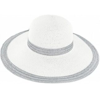 ψάθινο γυναικείο καπέλο λευκό με γκρι