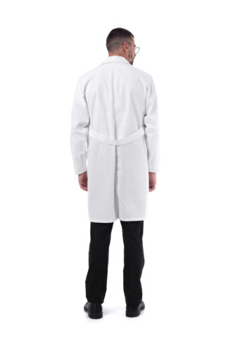 άνδρας που φοράει ιατρική ρόμπα λευκή.εικόνα απο την πίσω μεριά