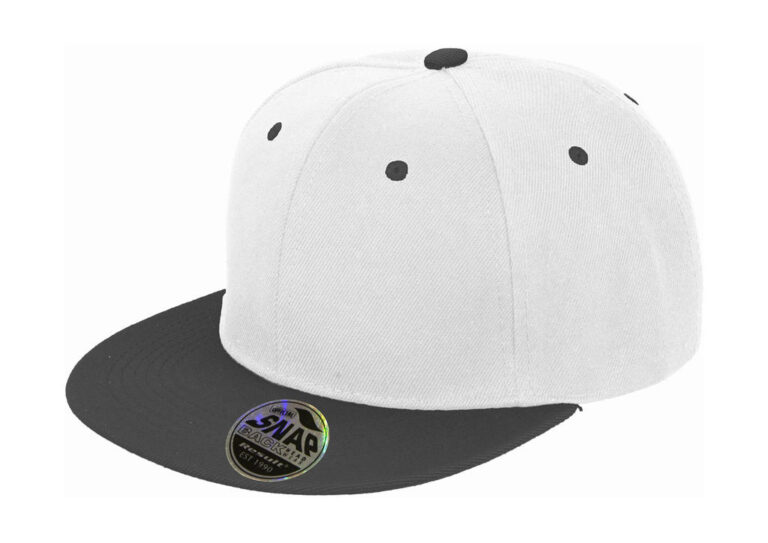 δίχρωμο καπέλο ενηλίκων snap back σε χρώματα λευκό με μαύρο γείσο