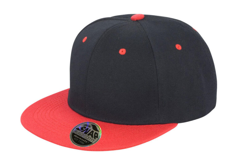 δίχρωμο καπέλο ενηλίκων snap back σε χρώματα μαύρο με κόκκινο γείσο