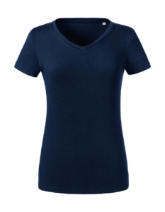γυναικείο κοντομάνικο μπλουζάκι με λαιμόκοψη V σε χρώμα μπλε σκούρο