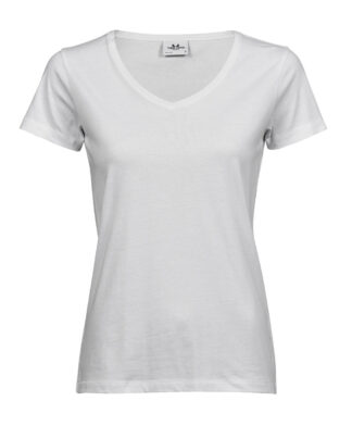 γυναικείο κοντομάνικο μπλουζάκι με λαιμόκοψη V σε χρώμα λευκό