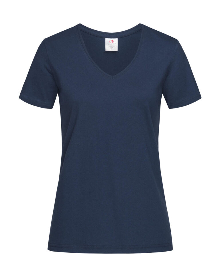 γυναικείο κοντομάνικο μπλουζάκι με λαιμόκοψη V σε χρώμα σκούρο μπλε