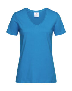 γυναικείο κοντομάνικο μπλουζάκι με λαιμόκοψη V σε χρώμα ανοιχτό μπλε