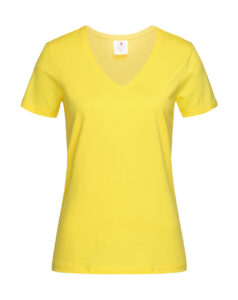 γυναικείο κοντομάνικο μλπουζάκι με λαιμόκοψη V σε χρώμα κίτρινο