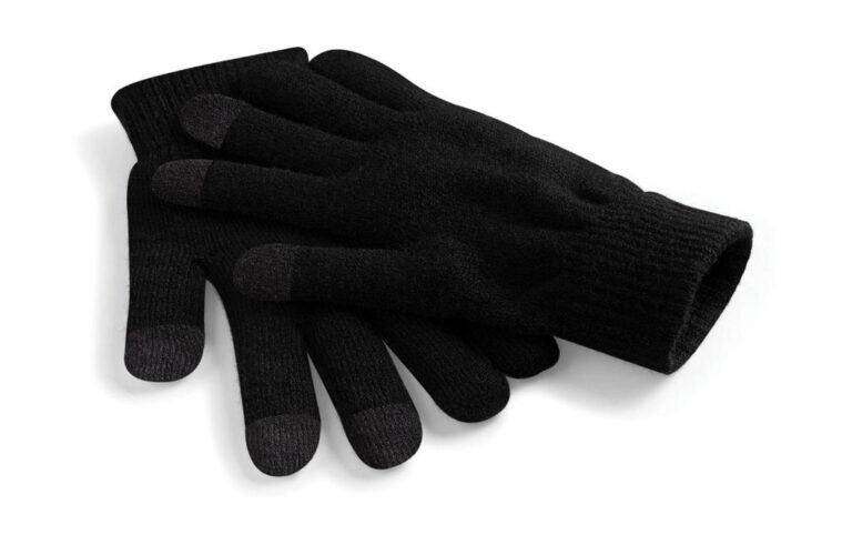 unisex γάντια ενηλίκων με ειδικό πλέξιμο στις άκρες για τον χειρισμό ηλεκτρονικών συσκευών σε χρώμα μαύρο
