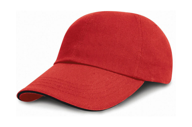 unisex καπέλο τζόκει χαμηλό σε χρώμα κόκκινο και μια γραμμή μαύρη στο γείσο