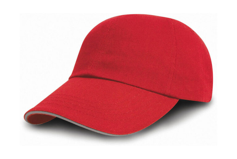 unisex καπέλο τζόκει χαμηλό σε χρώμα κόκκινο και μια γραμμή γκρι στο γείσο