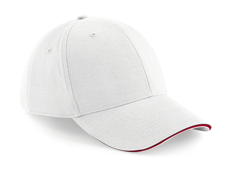 unisex καπέλο τζόκει ενηλίκων λευκό με μια γραμμή κόκκινη στο γείσο