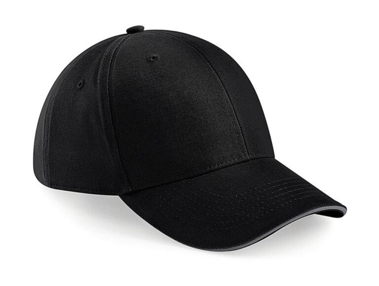 unisex καπέλο τζόκει ενηλίκων μαύρο με μια γραμμή γκρι στο γείσο