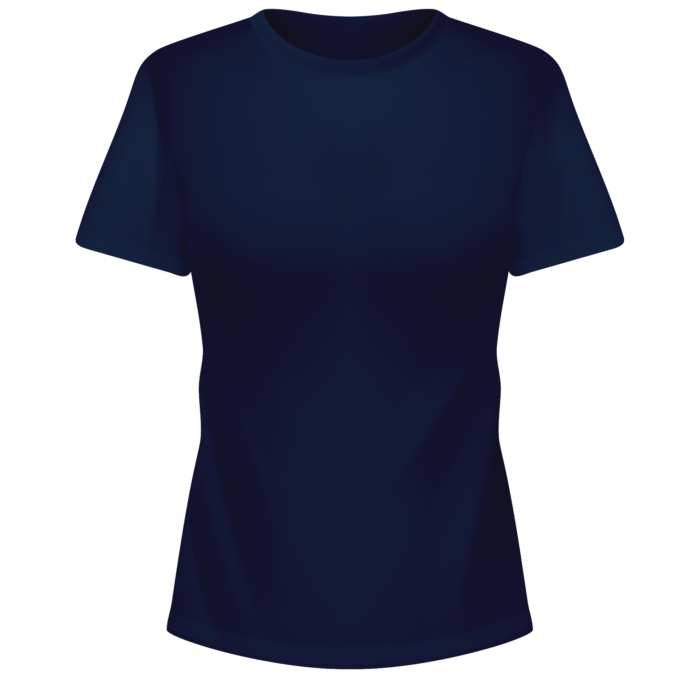 Ένα σκούρο μπλε γυναικείο κοντομάνικο μπλουζάκι από την μπροστινή μεριά