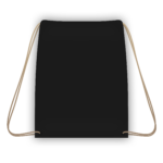 Αθλητική βαμβακερή τσάντα πλάτης σε μαύρο χρώμα με κορδόνια